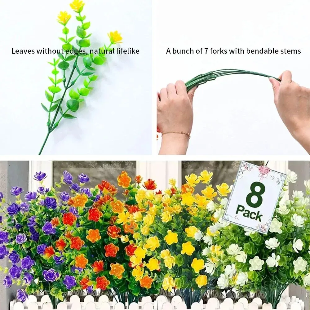 1Pcs Artificial Flowers Outdoor Shrubs Plants Fake Flowers Greenery for Home Room Decor Office Kitchen Garden Wedding Decoration