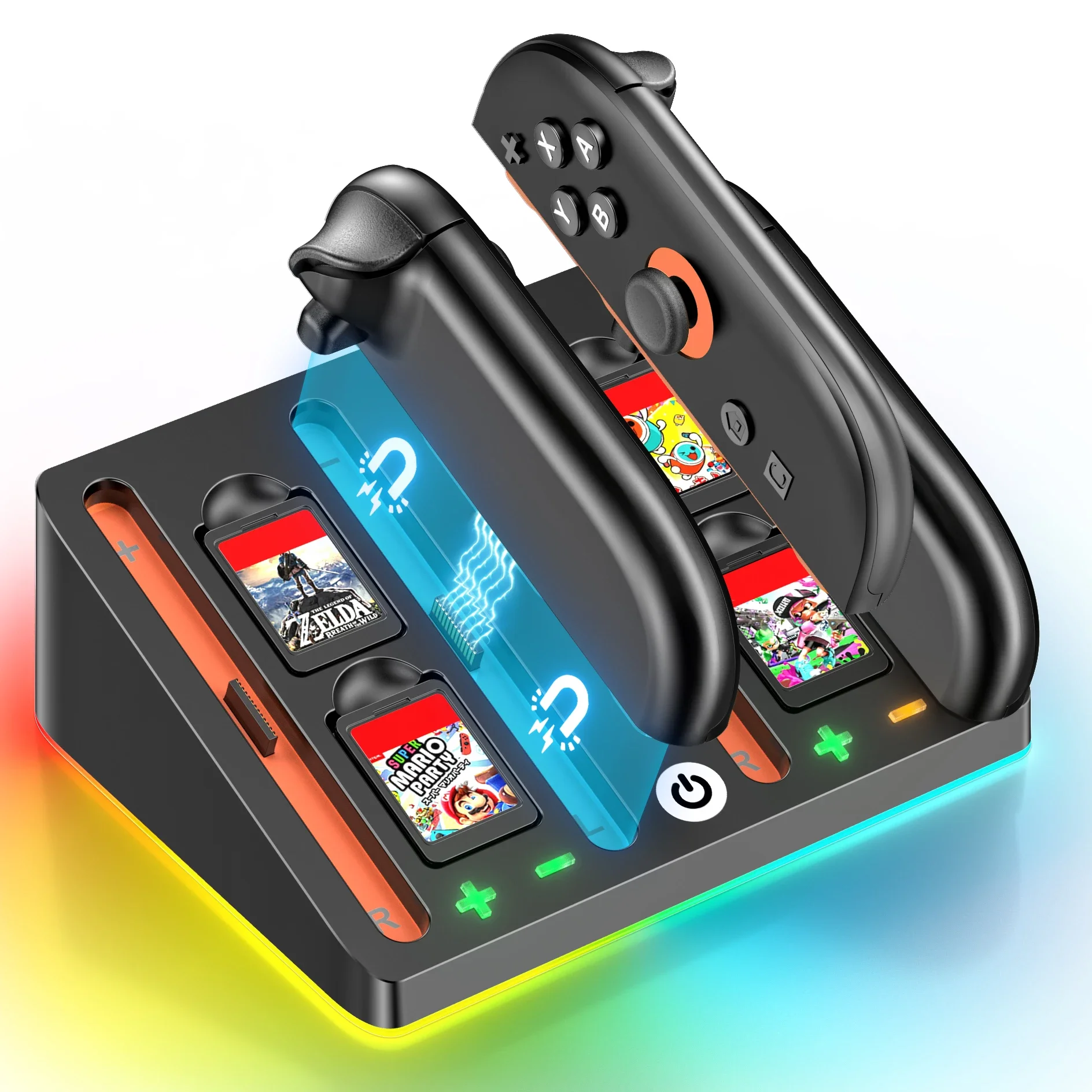 

For Switch2 Handle Charging Base RGB Light Effect Portable Left And Right Split Handle Base Charging High Power