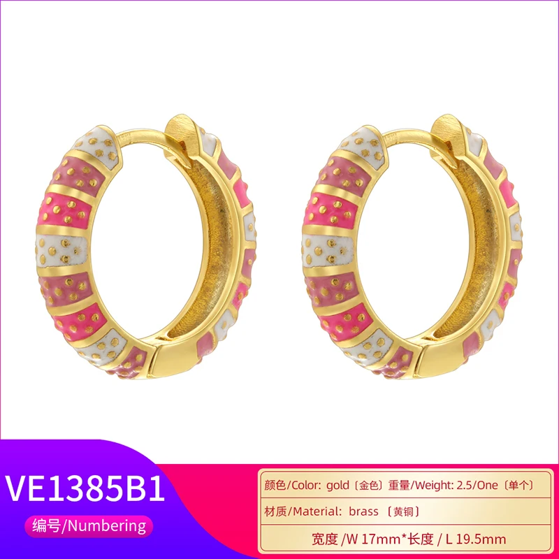 ZHUKOU Bohemian Ethnic Oil Drip Crafted Colourful and Vibrant Women\'s Earrings 1 pair: VE1385