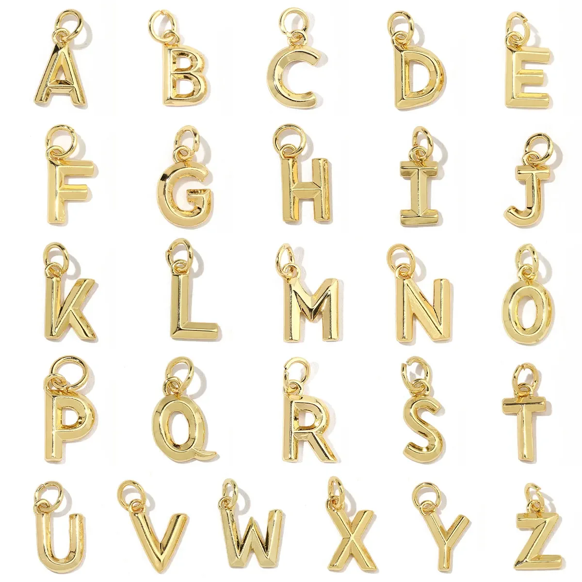 5Pcs/Lot Simplicity High Quality 18K Gold Color Initial Letter Charms Copper Bracelet Necklace DIY Making Findings Wholesal