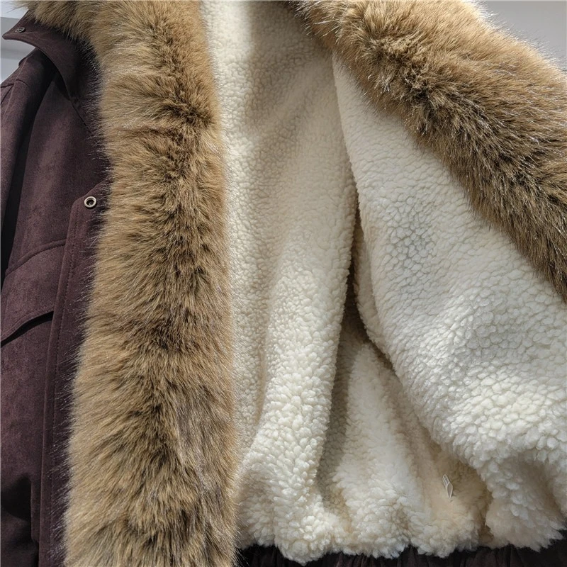شعبية تصميم جديد نمط فروي طوق سترة يندبروف سترة أعلى سميكة الدافئة المألوف كبير فو الفراء طوق معطف ملابس خارجية #4