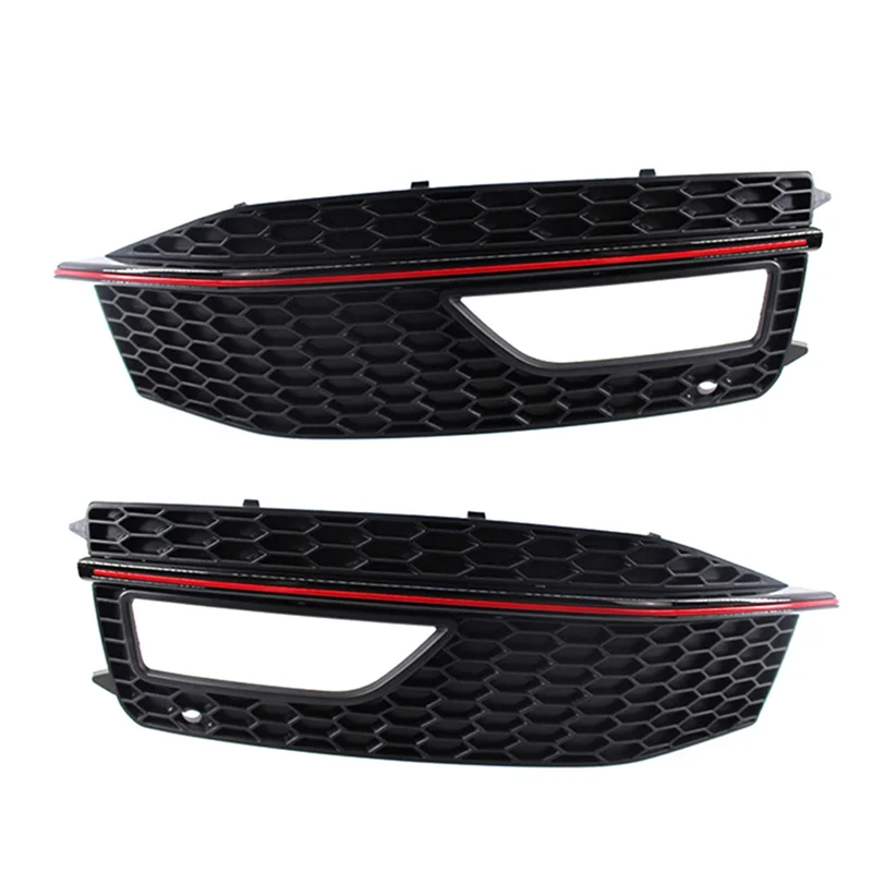 

1 Pair Red Line Fog Light Frame Grille Sports Style Fog Light Cover For A4 S4 13-15 Decorative Modification Replacement