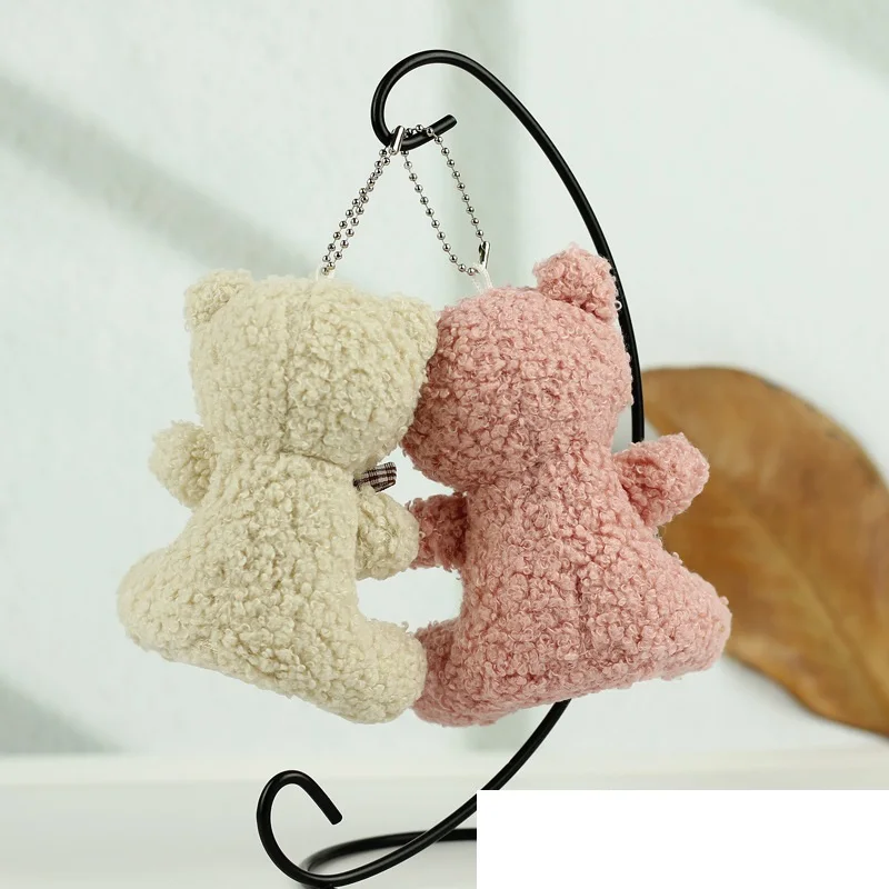 

5Pcs Cute 11cm Sitting Plush Bear Doll Toys PP Soft Cotton Stuffed Plush Plaid Ties Doll Birthday Party Wedding Decoration Gifts