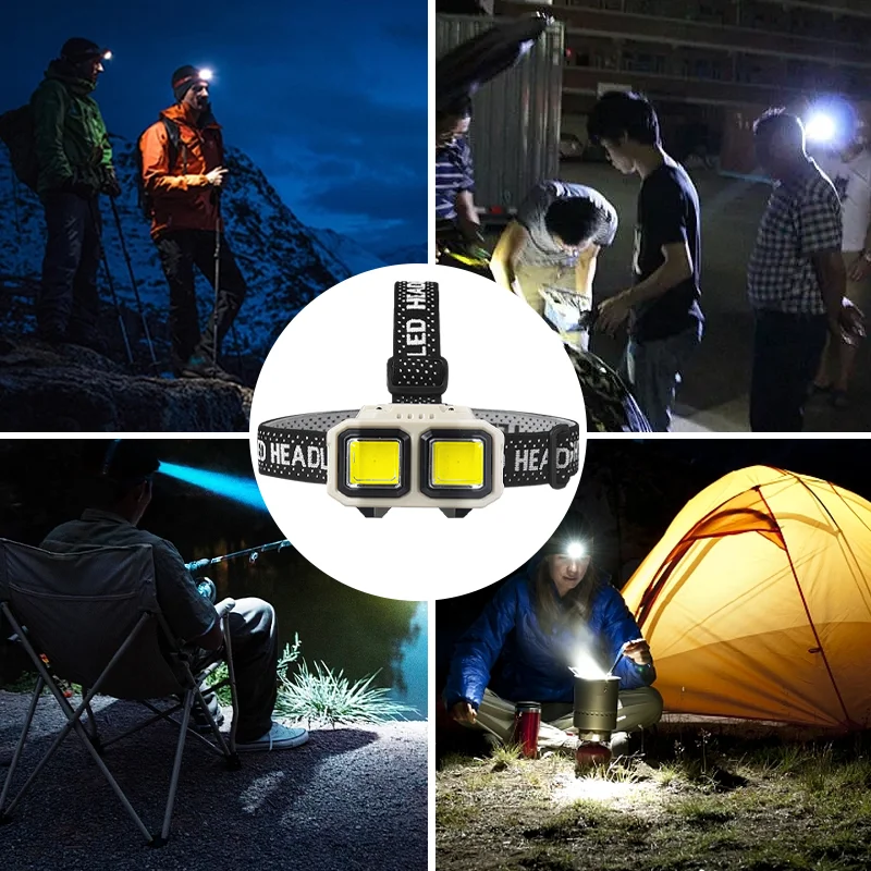 Powerful LED Induction Headlamp Waterproof Induction Head Flashlight USB Rechargeable Camping Light Multifunctional Headlamp