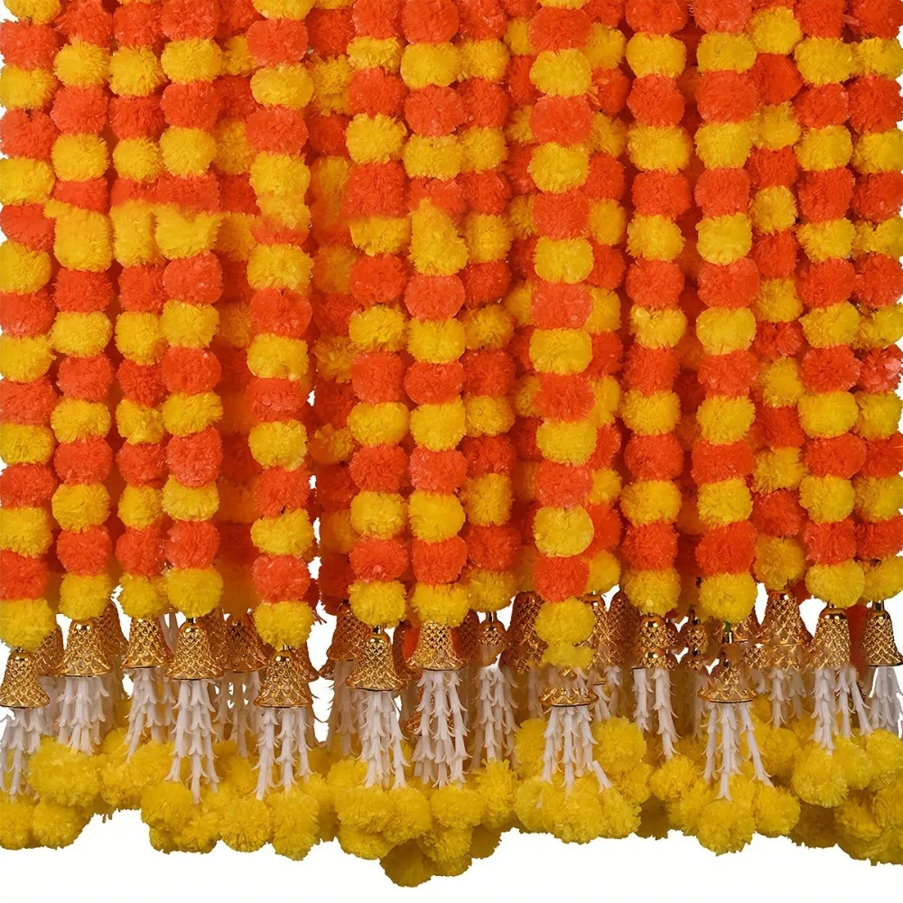 Long Strands Artificial Marigold Garland Pooja Diwali Fiesta 1.5m Marigold Flower Garlands Events Decor Indian Décor