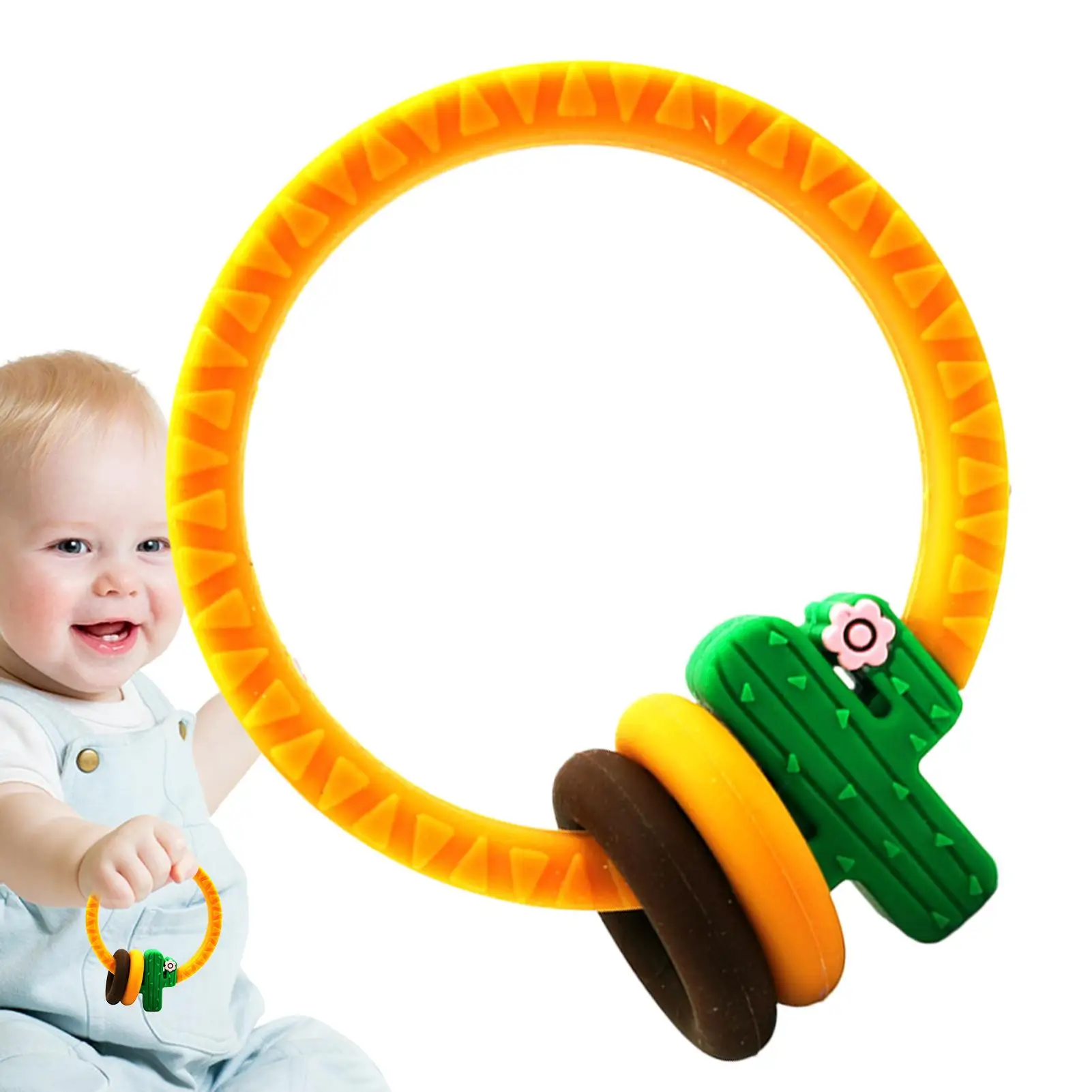 Anneau de dentition en Silicone pour bébé, Bracelet de dentition, anneau à mâcher avec perles hochet, pour enfants garçons, maison, chambre à coucher, voyage, intérieur et extérieur