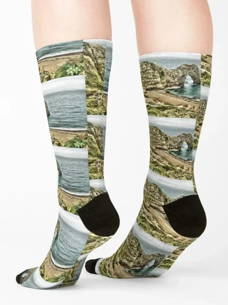 Durdle Door Dorset، إنجلترا الجوارب لطيف ركوب الدراجات الشتاء الدافئ مخصص الجوارب الرياضية للرجال والنساء #4