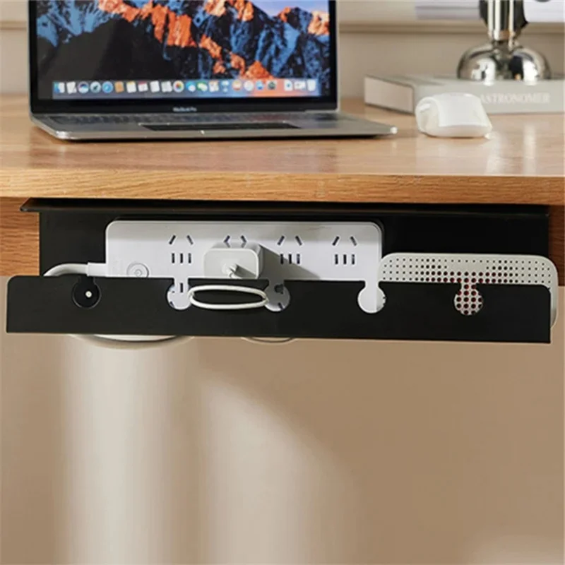Under Desk Cable Management Tray - No-Drill Clamp Mount Power Strip Holder with Tool-Free Installation