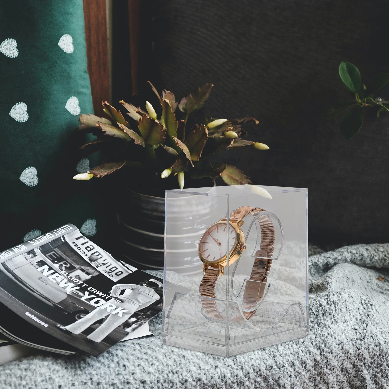 

6Pcs Watch Storage Boxes Transparent Durable Small Medium Watch Display Packing Case Organizer Jewelry Display Case