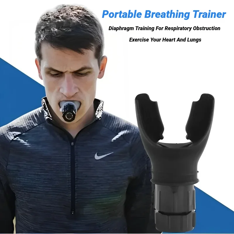 1 Stück Atemtrainer für die Lunge, tragbares Atemfitness-Trainingsgerät, Ausdauertraining mit einstellbaren Widerständen, Sportzubehör – Detail 1