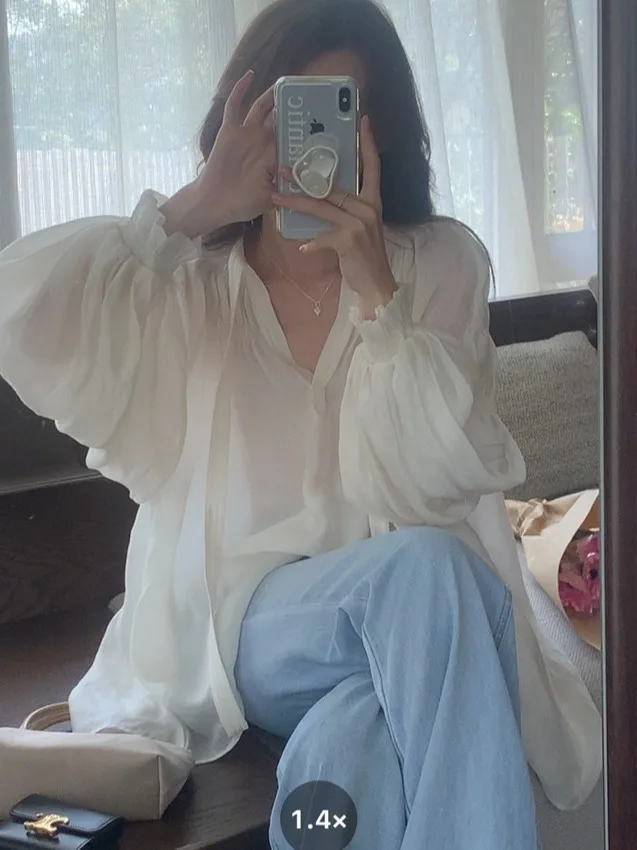 

Sweet Bubble Sve Sun Protection irt Women's Thin Belted Air Conditioned irt Dongda Gate Casual Loose Fit Long S...