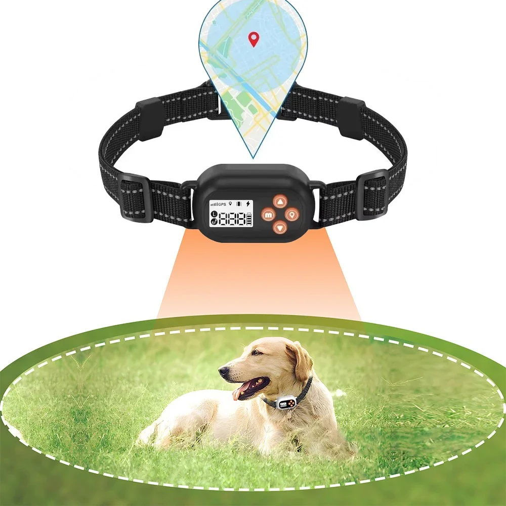 Upgraded Pet GPS Electric Shock Vibrate Fencing Device, Smart Dog Barking Stop Device, OLED Screen Pet Dog Training Shock Collar