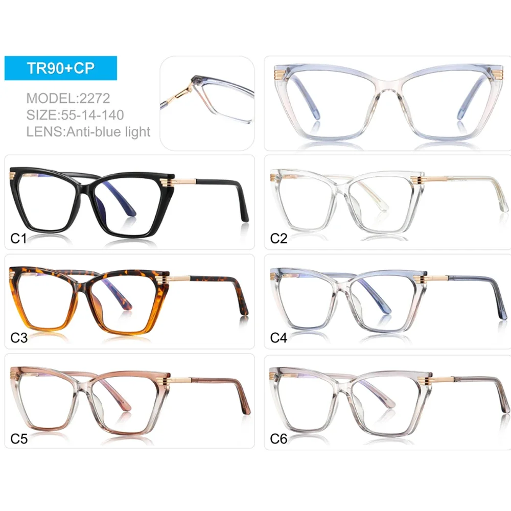 

KIZN TR90 Women Myopia Frame Fashion Trend Sweet Anti-blue Light Custom Prescription Glasses Personality Eyewear -0.50 TO -6.0
