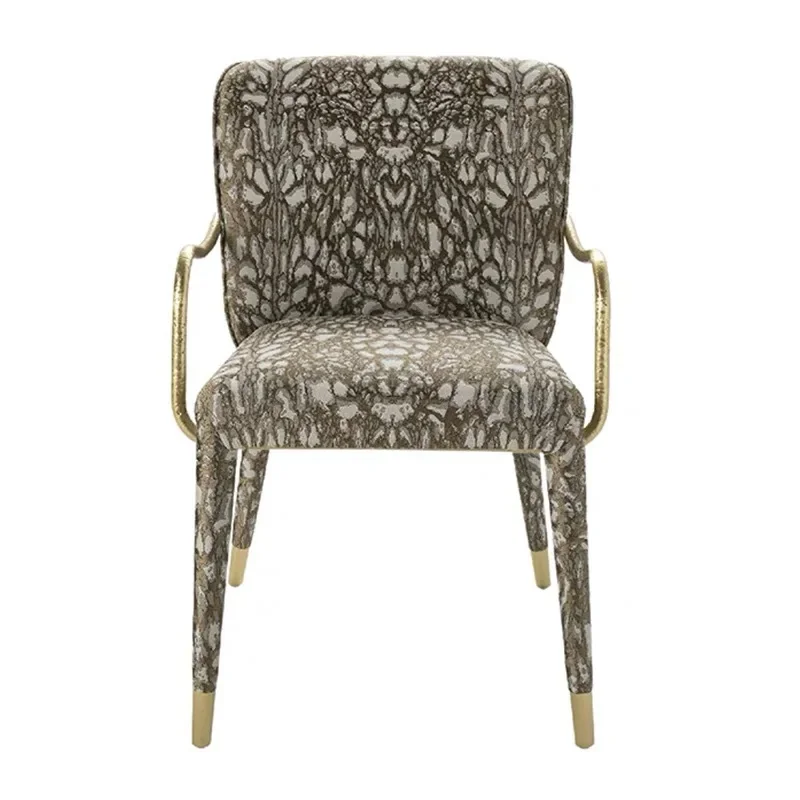 

Light luxury pure copper dining chair with armrests Modern high-end designer villa model room Home art single chair