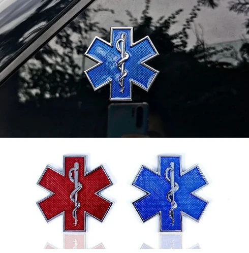 

Star of Life Car Sticker Blue Emergency Ambulance Logo Personalized Modification Metal Scratch Decoration