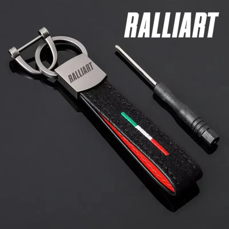 Car Keychain Styling Suede Keyring Holder Pendant for Mitsubishi Ralliart Logo Outlander L200 ASX Eclipse EVO9 Starion Galant