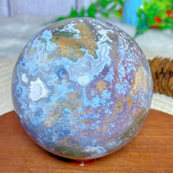 Healing High Quality Natural Crystals Ocean Jasper Big Sphere Rainbow Stone Reiki Home Decorations Colorful Mineral Energy Gift