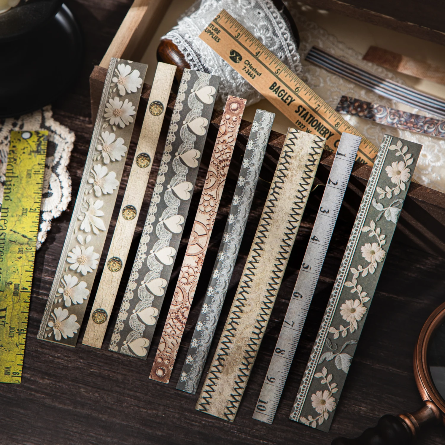 25 hojas de pegatinas de diario de estilo largo Vintage para álbum de recortes DIY, funda de teléfono para guitarra, decoración de cuaderno, suministros artesanales, papelería