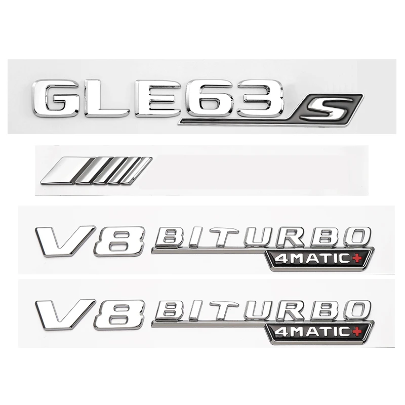 Letras GLE43 GLE53 GLE63 GLE63S V8 Biturbo 4matic + emblema para Mercedes Benz, AMG carro lateral tronco traseiro W166 W167 Logo Sticke, 2017