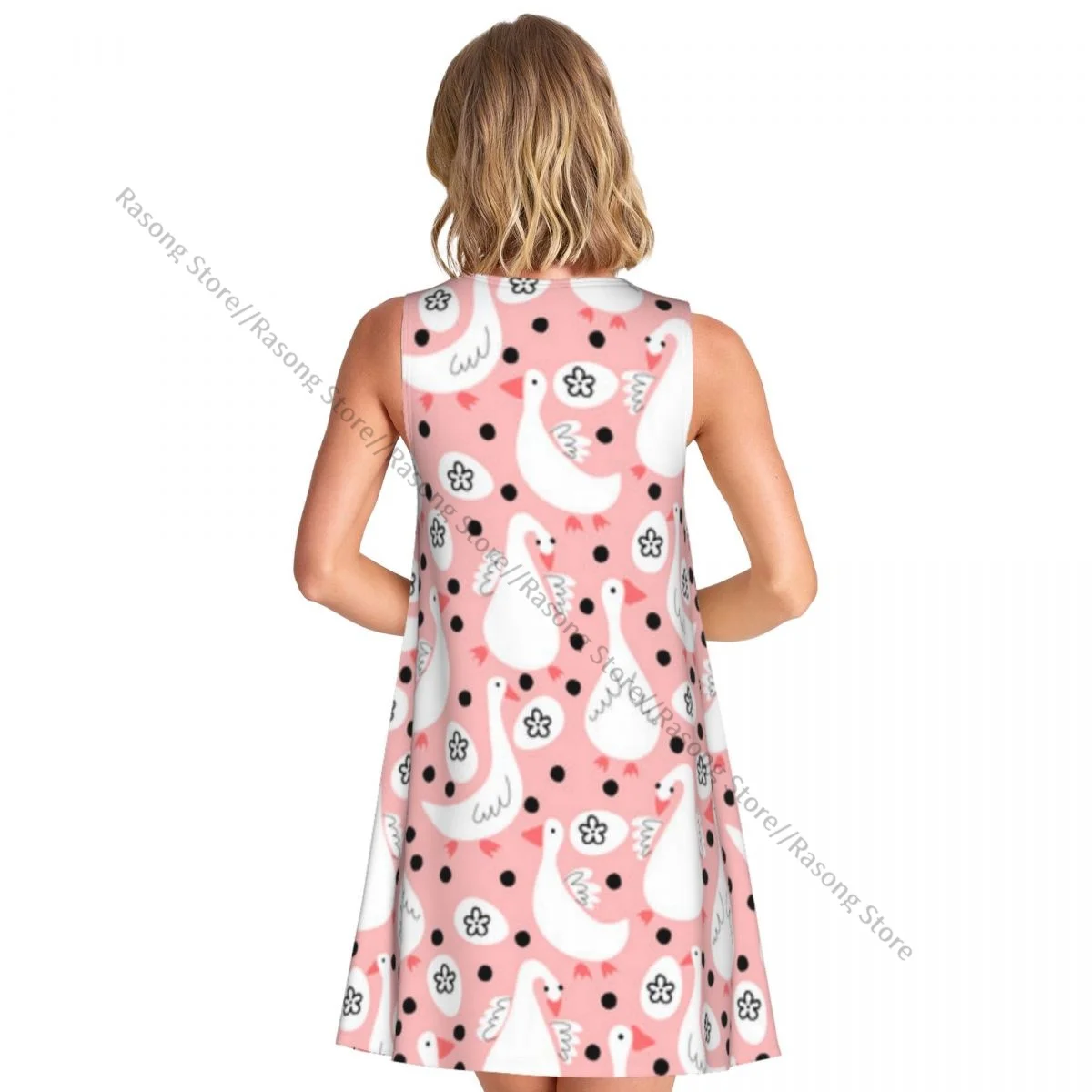 ชุดสตรีฤดูร้อนชุดลําลองเสื้อยืดชายหาดปกคลุมรูปแบบไข่ห่านชุดถัง