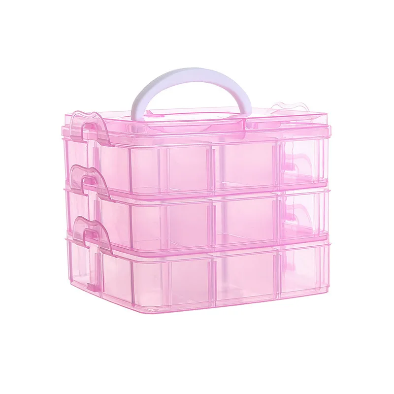 Three-layer Portable Plastic Storage Box Detachable Toys Organizer Box Jewelry Tool Box Make Up Organizer