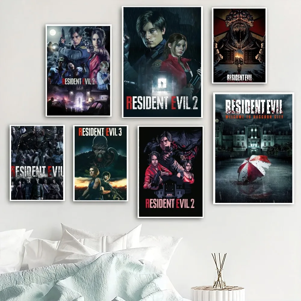 Game R-RESIDENT E-EVIL Poster Home Room Decor Livingroom Bedroom Aesthetic Art Wall Painting Stickers