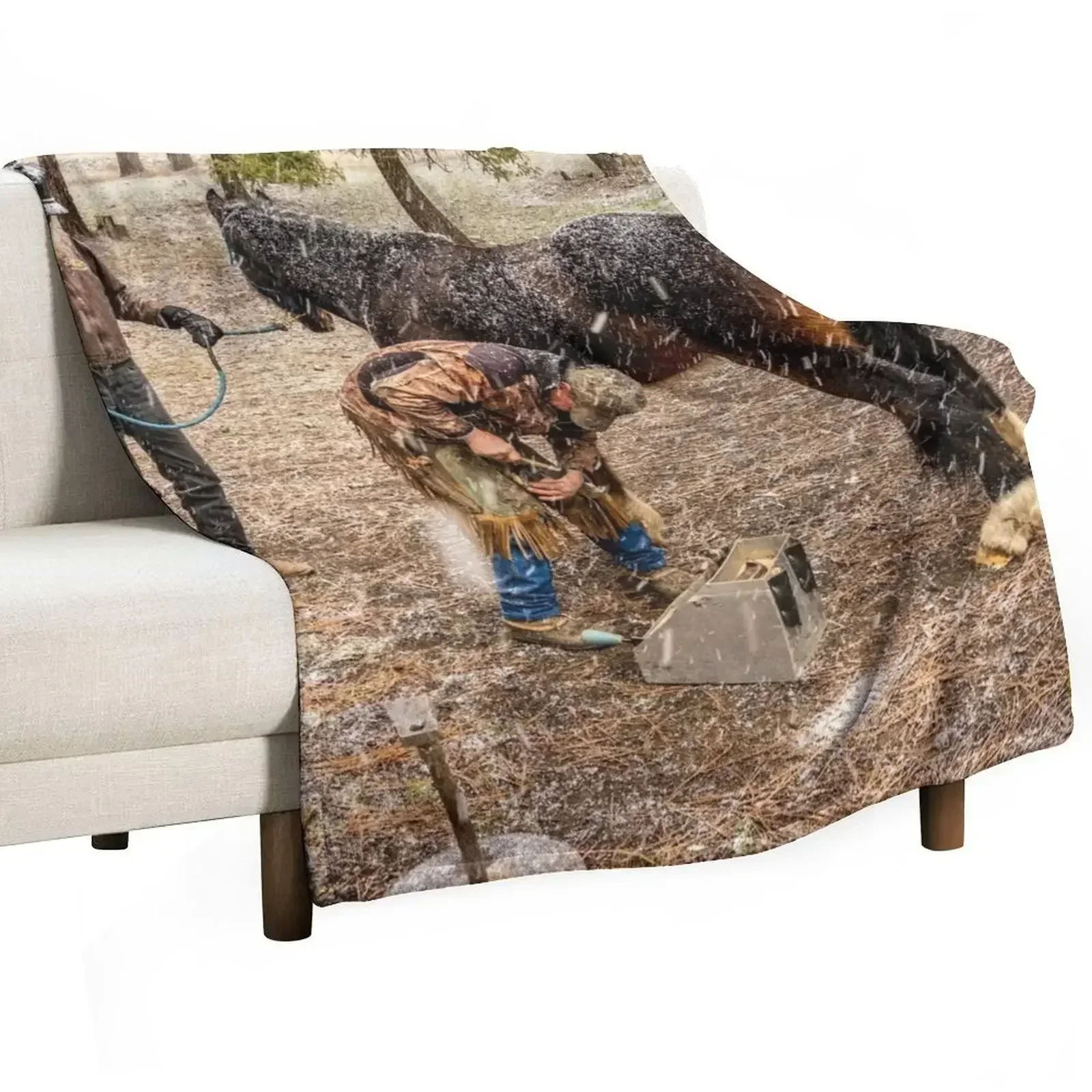 The Farrier At Work Throw Blanket bed plaid Summer Beddings Multi-Purpose Blankets