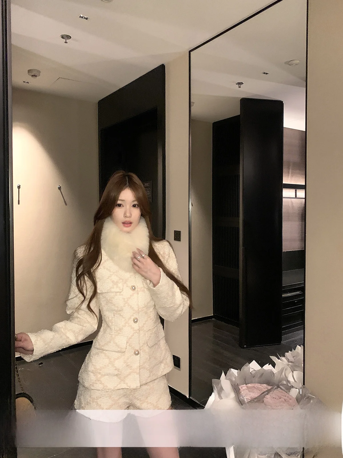 

Yoyozhang Paris Corner Street Sle Women's Slim Fit ort Coat Light Beige Luxury Faion Casual Work Top Polyester