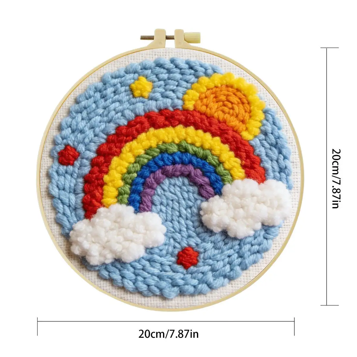 20X20CM/7,87 Zoll Regenbogen-Sticknadel-Set, Stickerei-Kit, Strickstickerei, DIY, Handgemachtes Geschenk, Heimdekoration – Detail 4