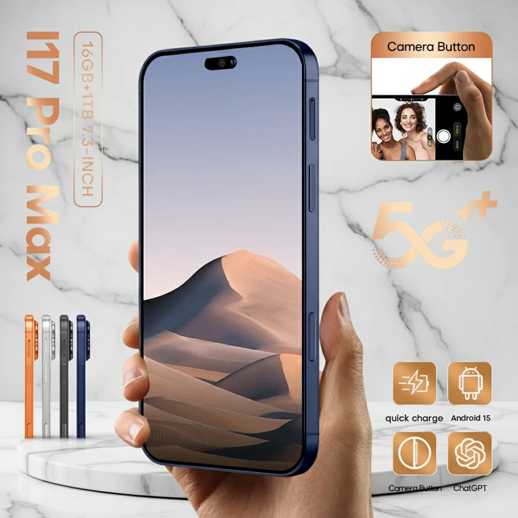 Nouveau Smartphone 5G AI pour 17 Pro Max Android 7.3HD Original 22G+2TB Téléphone Portable Double SIM 7800mAh Débloqué Version Globale