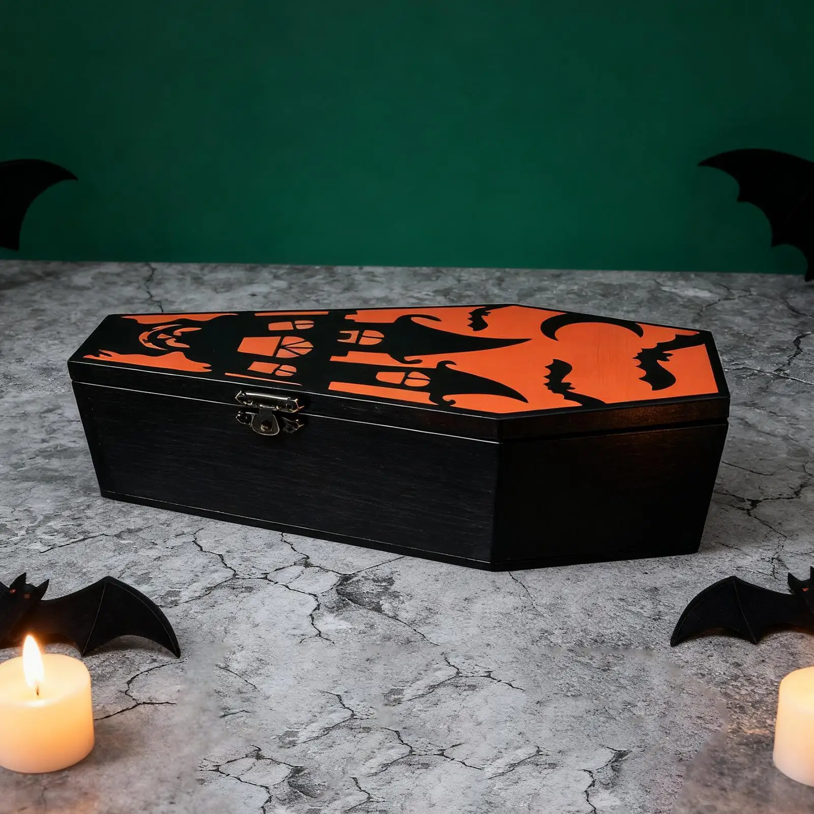 

Halloween Treat Box Halloween Candy Bowl Snack Coffin Box Decorative Food Container For Popcorn Cake Jewelry Tea Shelf Mantel