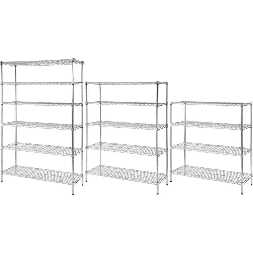 Heavy-Duty Chrome Metal Wire Shelving - Select Size and Shelf Count for Utility Storage