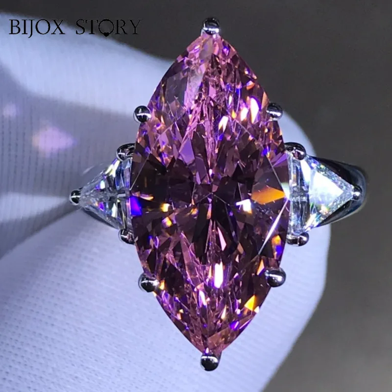 

100% 925 Sterling Silver Marquise Cut 8 CT 3EX VVS Pink Created Moissanite Wedding Engagement Customized Ring Fine Jewelry