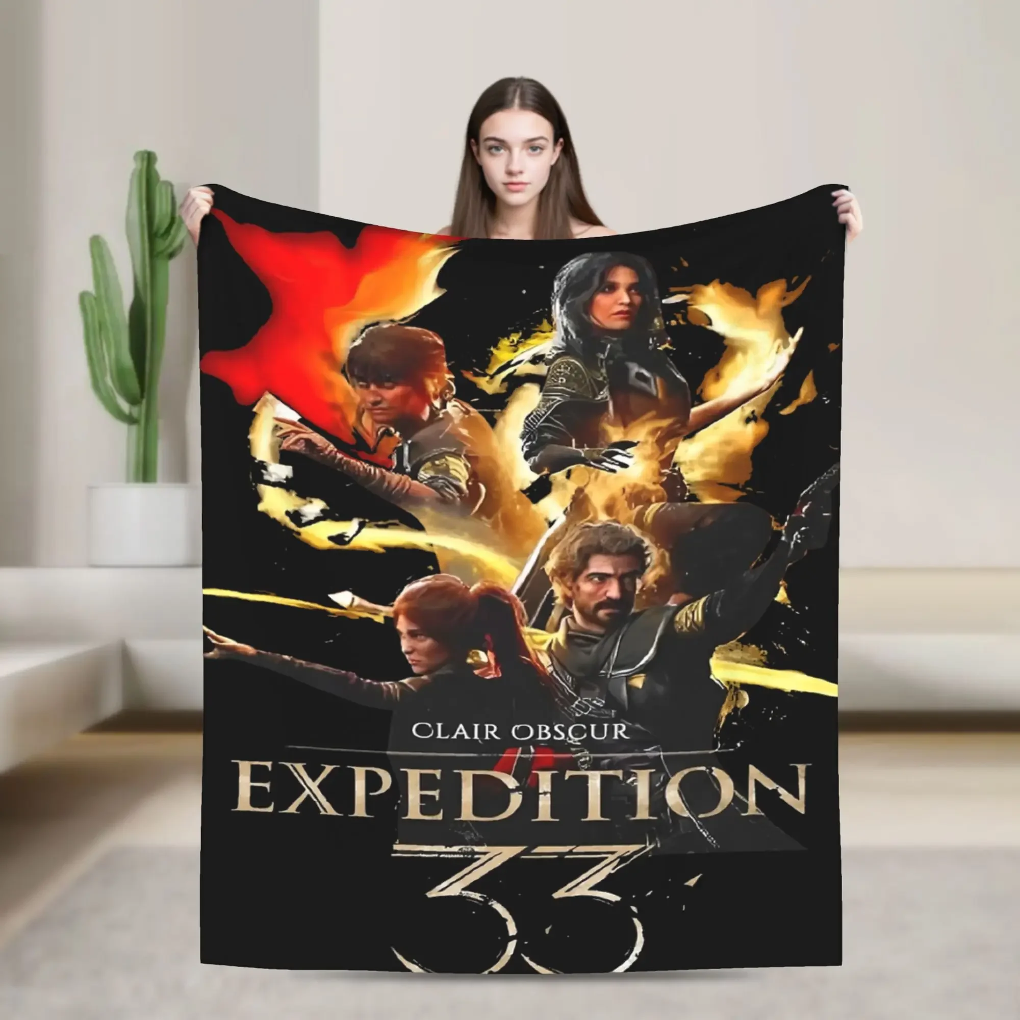 

Фланелевый плед с ретро-дизайном видеоигры Clair Obscur Expedition, мягкий, качественный, для использования на улице, в качестве покрывала, в подарок