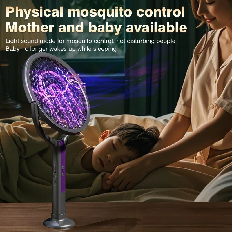 Portable Rechargeable Mosquito Zapper Retractable Electric Swatter with Lamp Outdoor Bug Killer for Camping Garden Patio Home