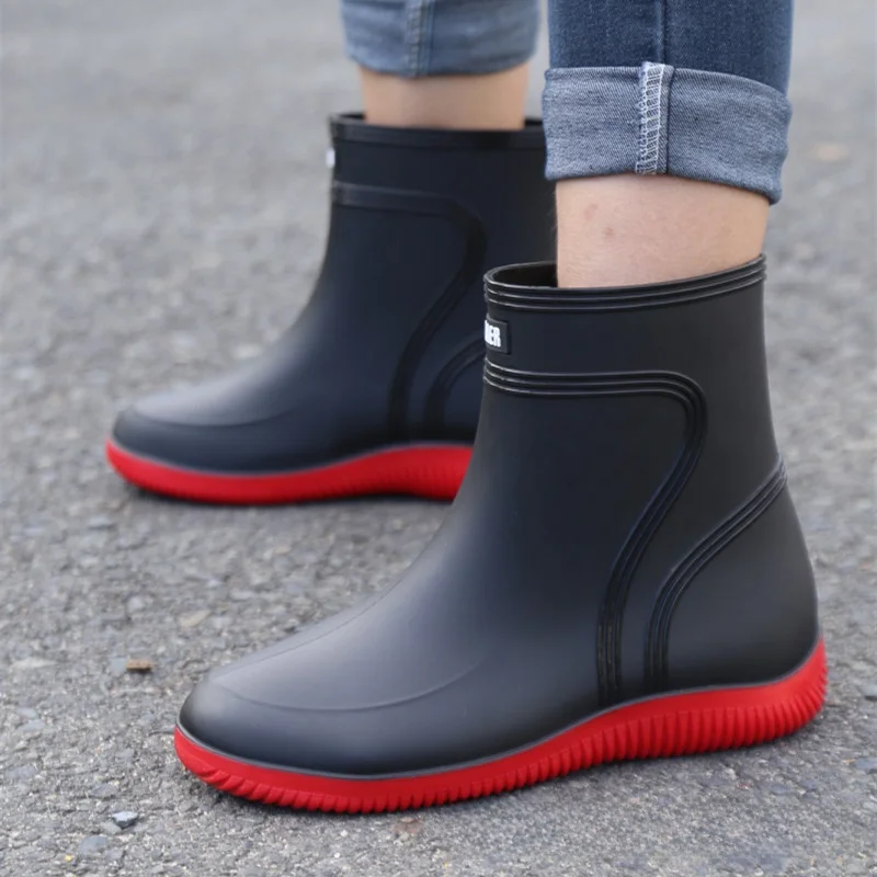 

High-End Men's Rain Boots Mid-Calf Drawstring Waterproof Non-Slip Work Rubber Shoes Women's Style Adjustable Opening Spring 2026