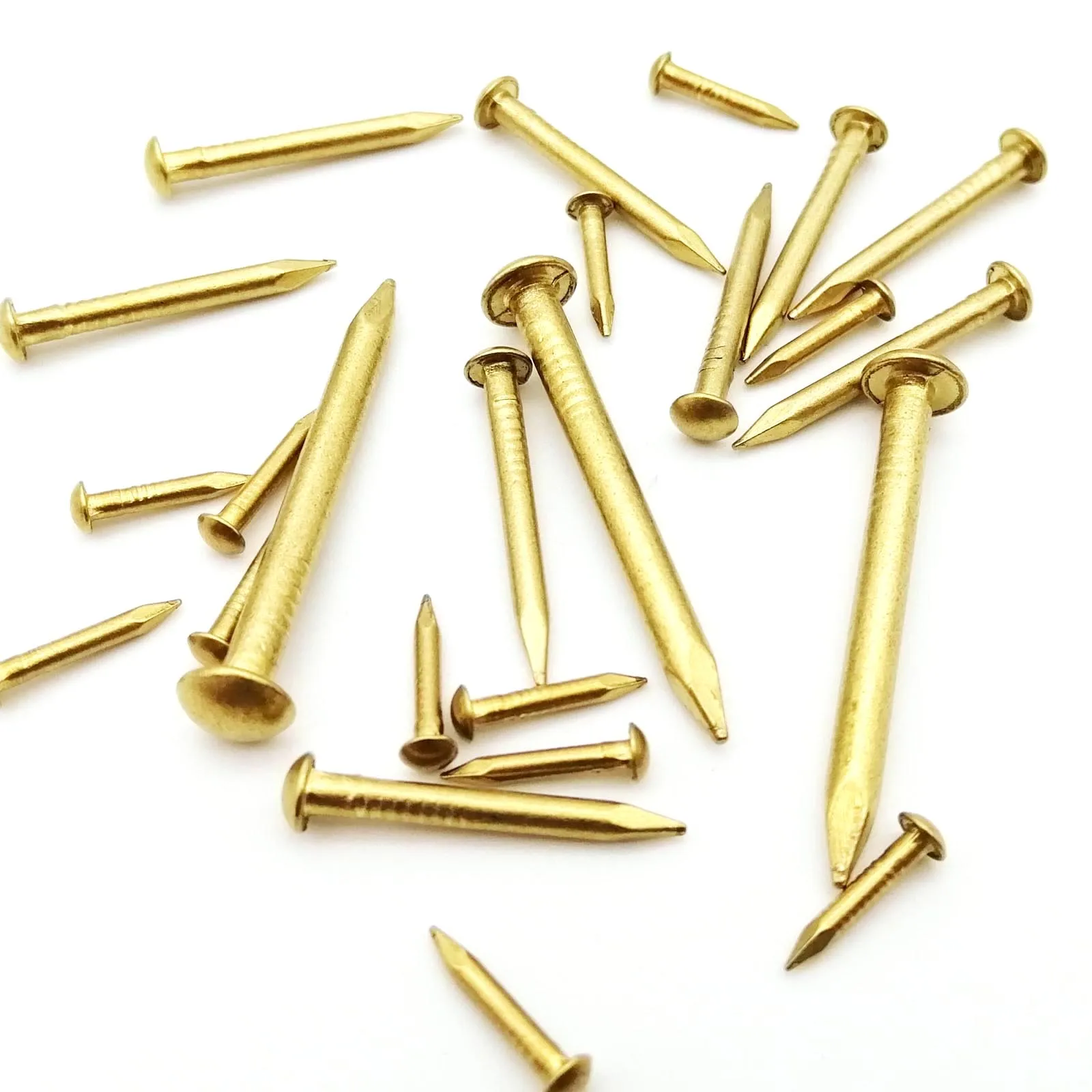 HZYUEGOU Goldener Rundkopfnagel aus reinem Kupfer, Durchmesser 1,2 1,5 2 2,8 mm, für Möbelscharniere, Trommeln, Schmuckkästchen, Länge = 8–50 mm – Detail 3