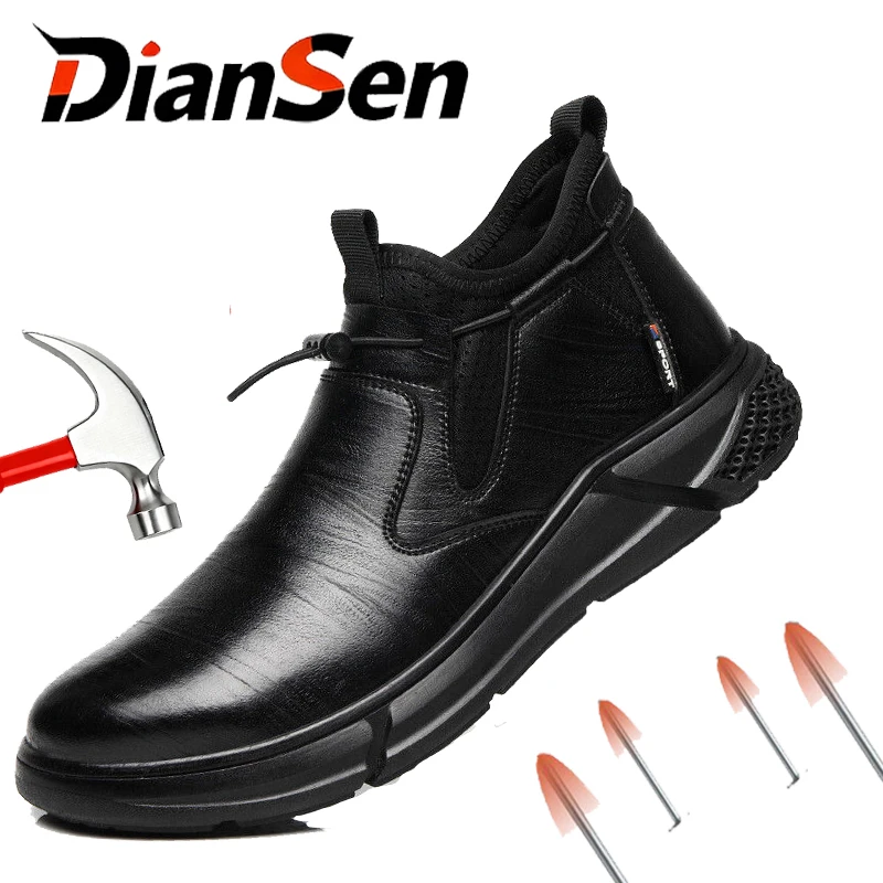Men Safety Shoes Anti-Smash Steel Toe Shoes Indestructible Waterproof Protective Sneaker Soft All-Season Casual Hiking Footwear