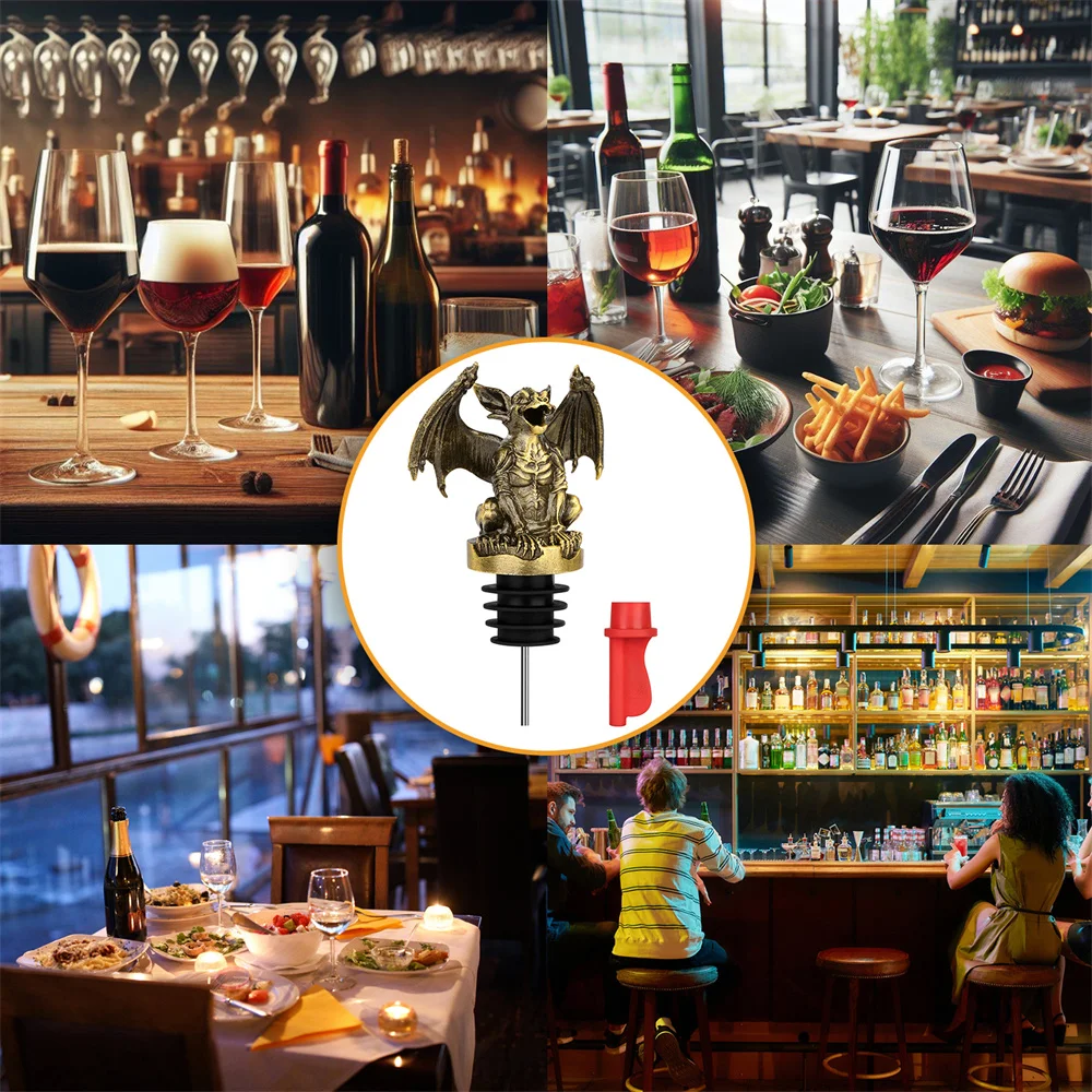 Gargoyle Decorated 2-in-1 Wine Mouth Bottle Stopper Universal Wine Bottle Pour Spouts Home Restaurant Bar Accessory Gift