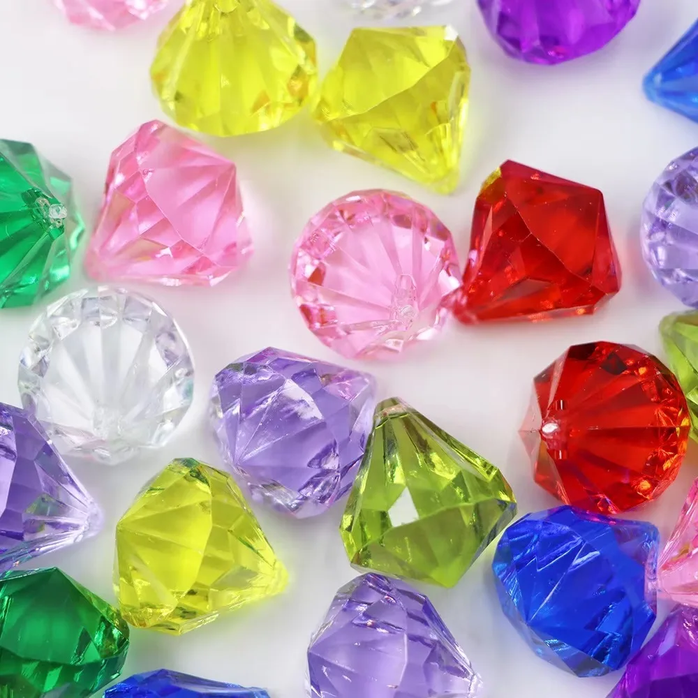10pcs Fake Diamond Crystal Gem Colorful Toy Treasure Chest Pirate Acrylic Paperweight Art Craft Photography Props Decorative Gif view 2