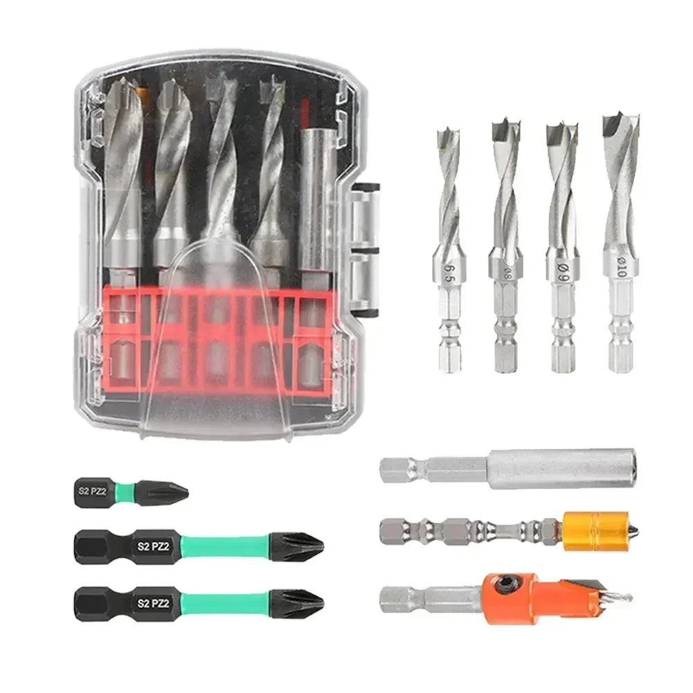 

10 шт., сверло и отвертка из быстрорежущей стали, комплексный набор сверл по дереву, отвертки и магнитный удлинитель для деревообработки