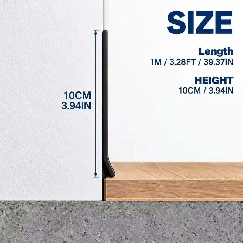 1PC 1M/39.37IN PVC Wide Wall Base Molding Trim Self Adhesive Flexible Skirting Board for Floor Wall Cabinet Decoration