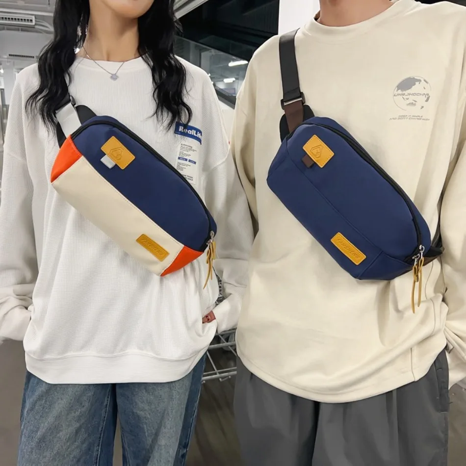 Tide clash color chest bag personalized sports crossbody bag waterproof commuting shoulder bag multifunctional waist bags couple