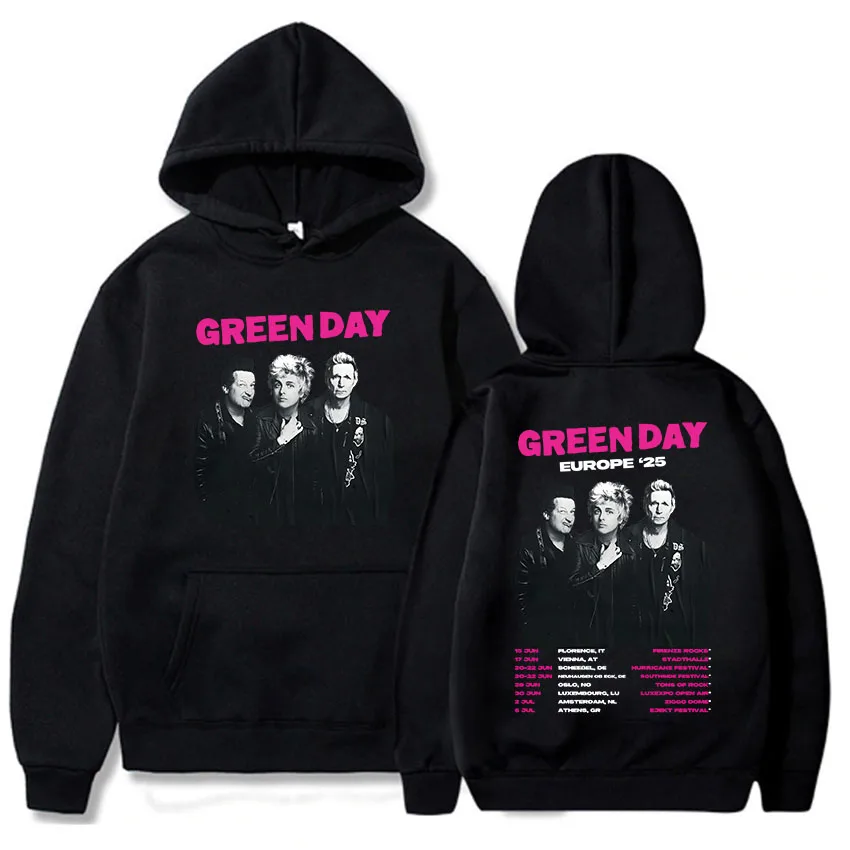 Band Green Day Europe '25 Hoodies Hip Hop Fashion Unisex Streetwear Hooded Long Sleeve Men/Women Sudaderas Hombre Heavy Mental