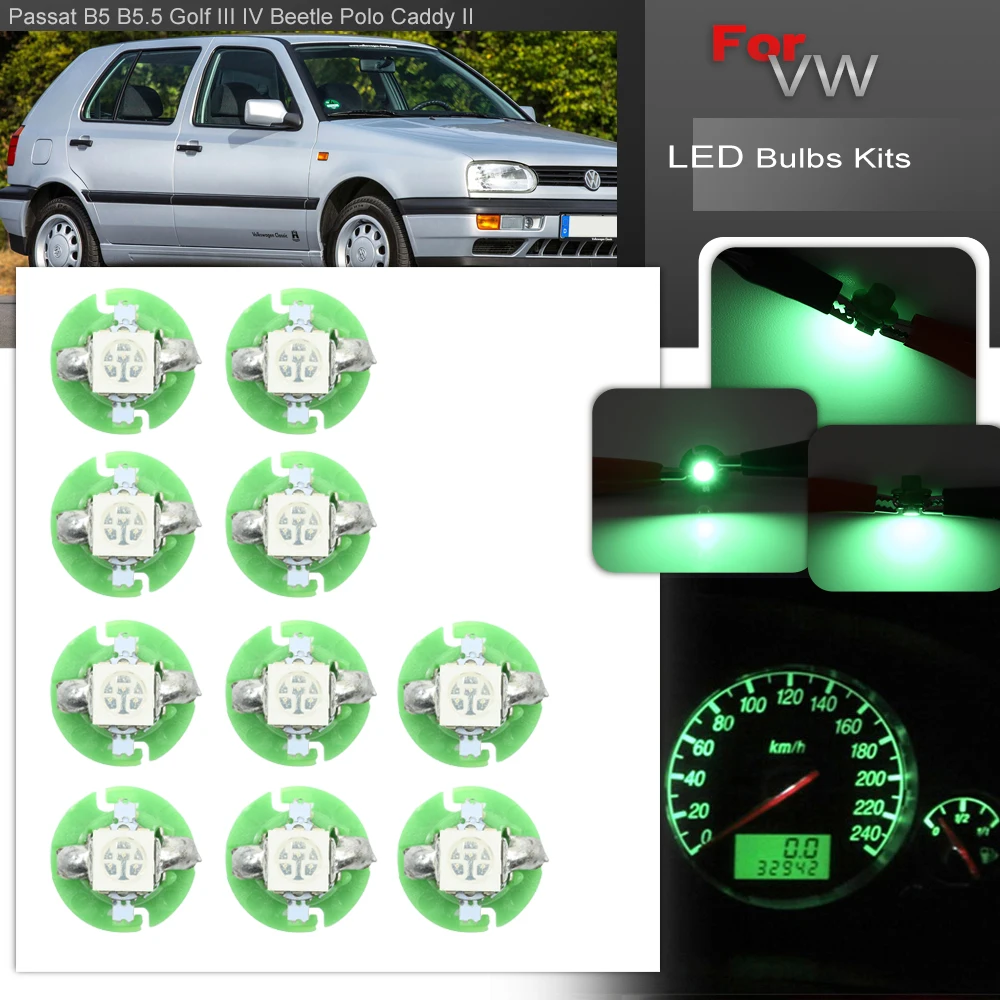 For VW EuroVan Passat B5 B5.5 Golf MK3 MK4 Jetta MK3 MK4 Beetle Led Car Gauge Speed Dash Bulbs Instrument Panel Cluster Light