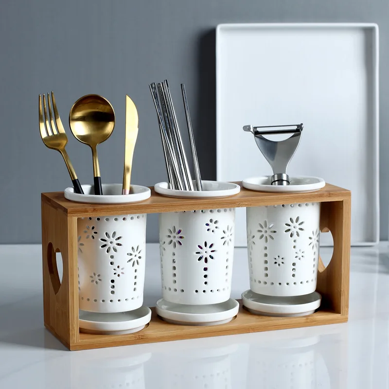 النمط الياباني الإبداعية حامل أعواد الأكل السيراميك المنزلية استنزاف مكافحة العفن عود حامل عود صندوق تخزين الرف #1