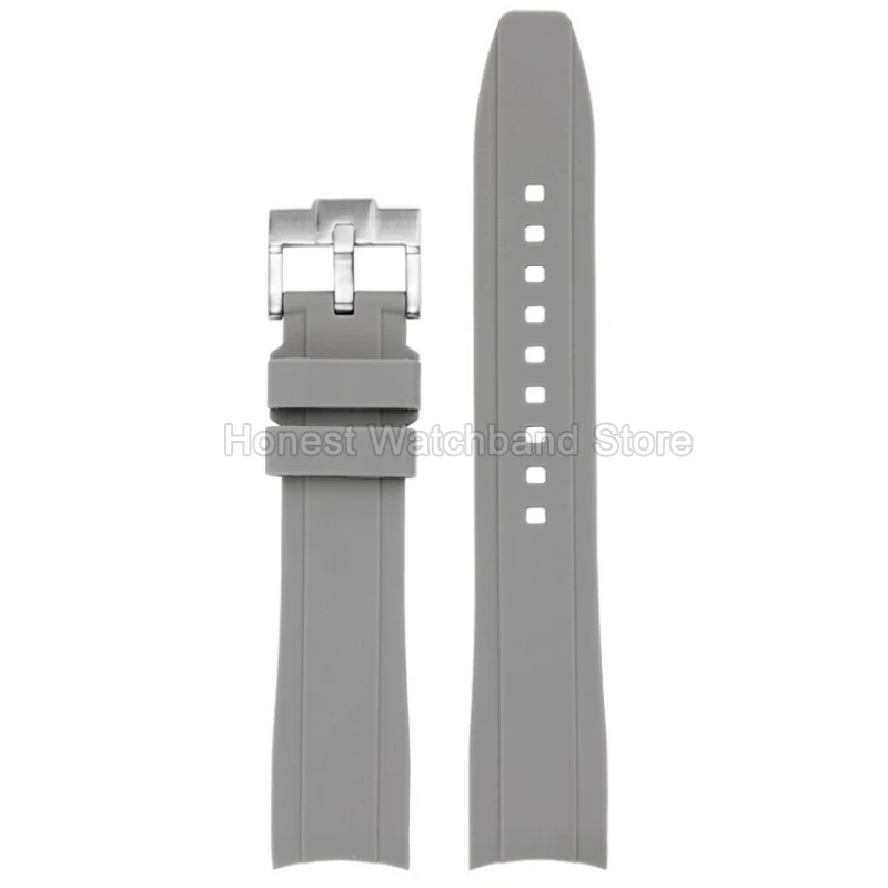 피부 친화적인 실리콘 시계 밴드 곡선 바늘 버클 20 22mm 화이트 브라운 그린 오메가 스와치 협업 Datejust MIDO