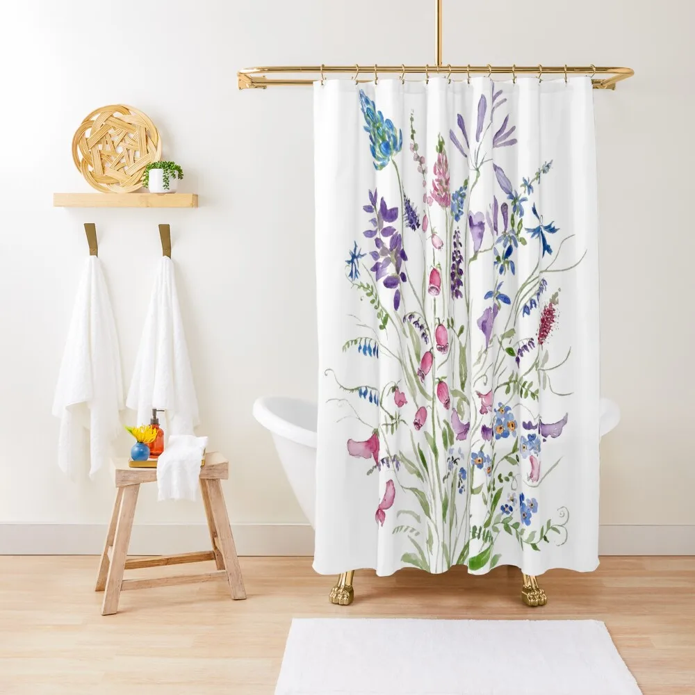 

vintage wild flowers arrangement watercolor 2020 Shower Curtain For The Bathroom Shower Bathroom Curtain