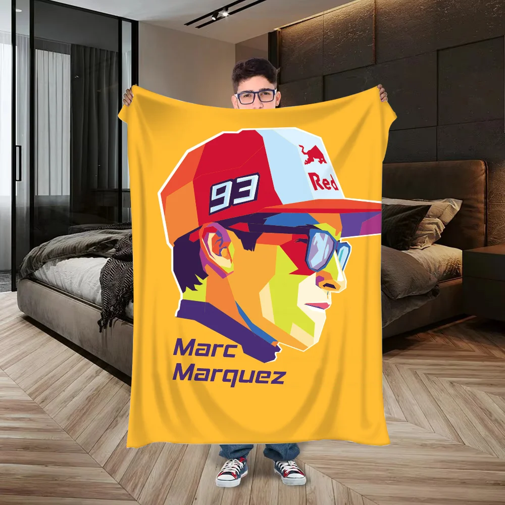 Marc Marquez Logo Cute Throw Blanket Fluffy Hairy Blankets for Bed Beach Towel Sofa & Throws Luxury Children's Fleece Home