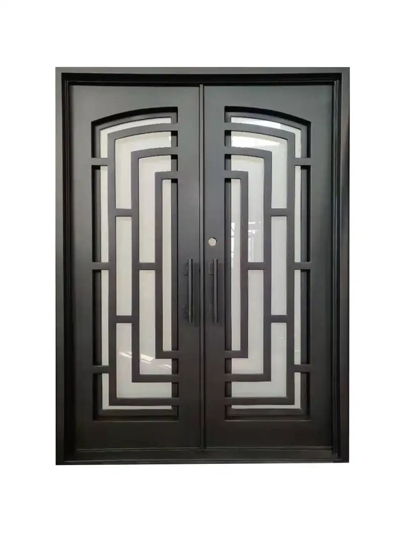 China Professional Exterior Iron French Doors Front Door Iron Wrought Prices Iron Door